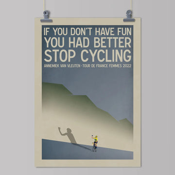 Handmade Cyclist Annemiek Van Vleuten Tour de France Femmes Limited Edition Cycling Art Print