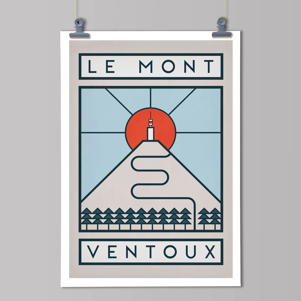 Handmade Cyclist Le Mont Ventoux Cycling Art Print
