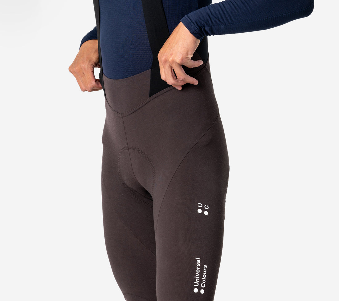 Universal Colors Chroma Thermal Merino Plus Pantaloni da ciclismo invernali da uomo Bib Tight Heavy Bark Brown